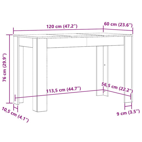 vidaXL Dining Table Old Wood 120x60x76 cm Engineered Wood