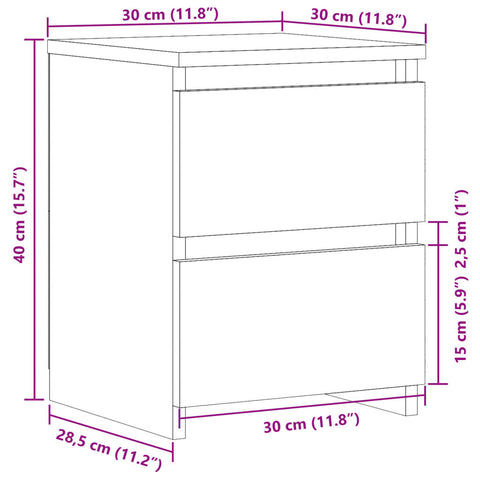 vidaXL Bedside Cabinets 2 pcs Old Wood 30x30x40 cm Engineered Wood