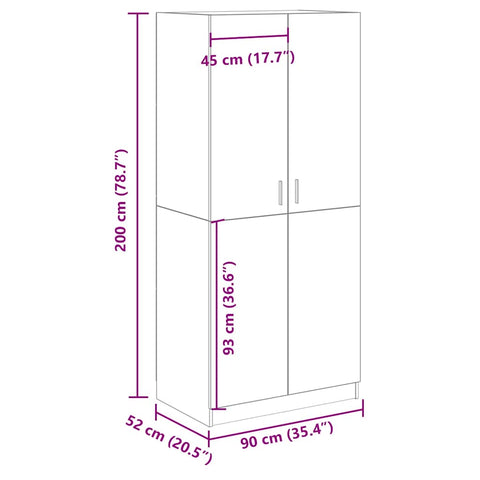 vidaXL Wardrobe Artisan Oak 90x52x200 cm Engineered Wood