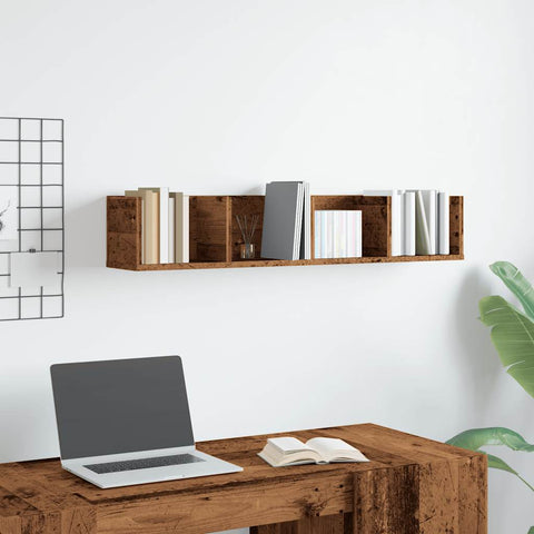 vidaXL CD Wall Shelf Old Wood 100x18x18 cm Engineered Wood