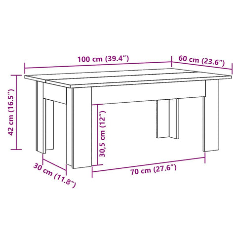 vidaXL Coffee Table Old Wood 100x60x42 cm Engineered Wood