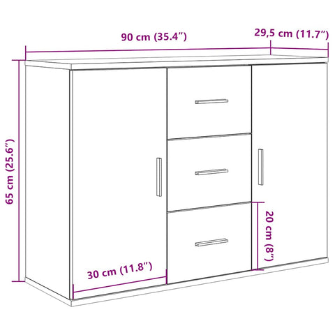 vidaXL Sideboard Old Wood 90x29.5x65 cm Engineered Wood