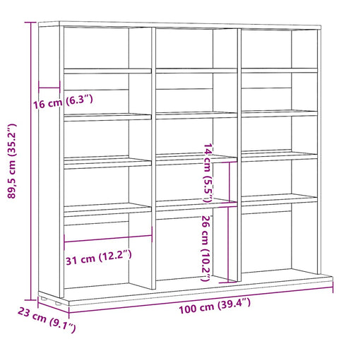 vidaXL CD Cabinet Old Wood 100x23x89.5 cm Engineered Wood