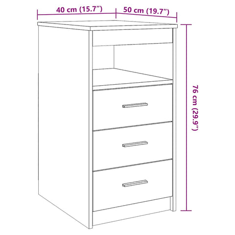 vidaXL Drawer Cabinet Old Wood 40x50x76 cm Engineered Wood