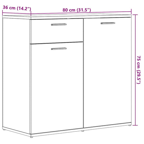 vidaXL Sideboard Old Wood 80x36x75 cm Engineered Wood
