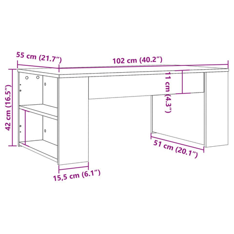 vidaXL Coffee Table Old Wood 102x55x42 cm Engineered Wood