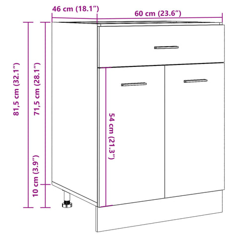 vidaXL Drawer Bottom Cabinet Lyon Concrete Grey 60x46x81.5 cm Engineered Wood
