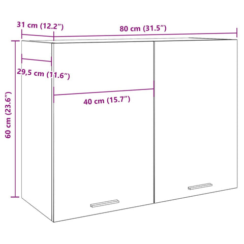 vidaXL Hanging Cabinet Lyon Concrete Grey 80x31x60 cm Engineered Wood