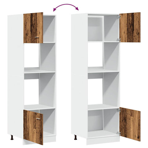 vidaXL Microwave Cabinet Lyon Old Wood 60x57x207 cm Engineered Wood