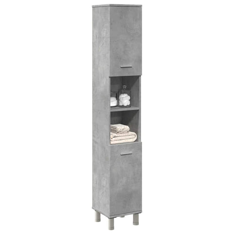 vidaXL Bathroom Cabinet Concrete Grey 30x30x179 cm Engineered Wood