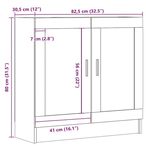 vidaXL Book Cabinet Old Wood 82.5x30.5x80 cm Engineered Wood