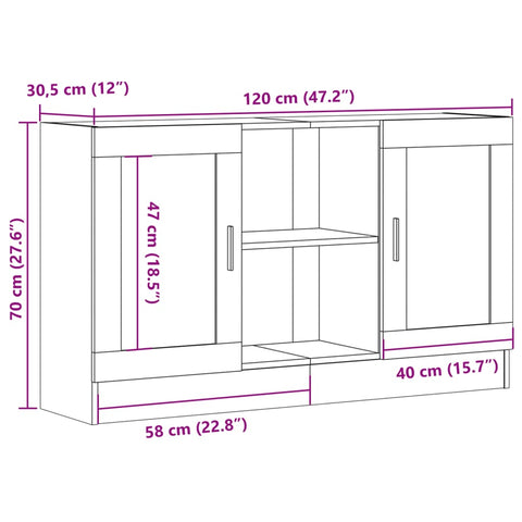 vidaXL Sideboard Old Wood 120x30.5x70 cm Engineered Wood