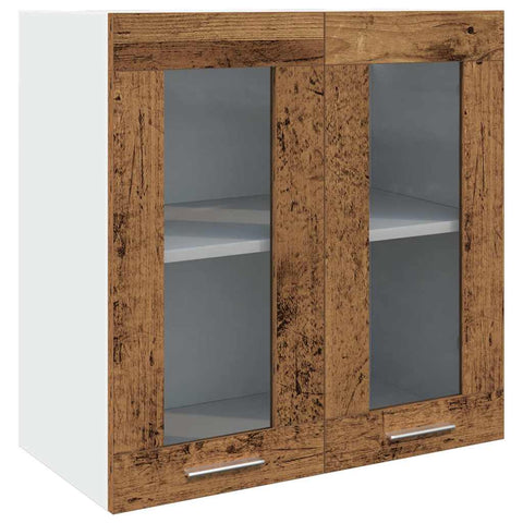 vidaXL Kitchen Wall Cabinet Lyon with Glass Door Old Wood 60x31x60 cm