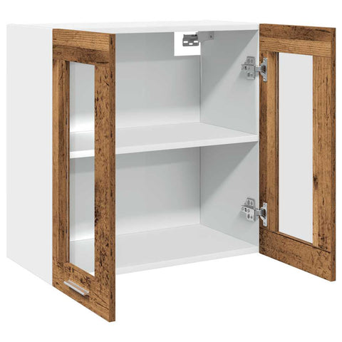 vidaXL Kitchen Wall Cabinet Lyon with Glass Door Old Wood 60x31x60 cm