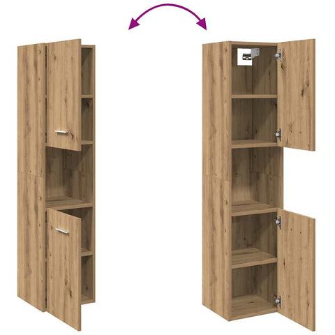 vidaXL Bathroom Hanging Cabinet Artisian Oak 30x30x130 cm Engineered Wood