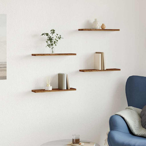 vidaXL Wall Shelves 4 pcs Old Wood 40x20x1.5 cm Engineered Wood