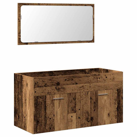 vidaXL Bathroom Cabinet with Mirror Old Wood Engineered Wood