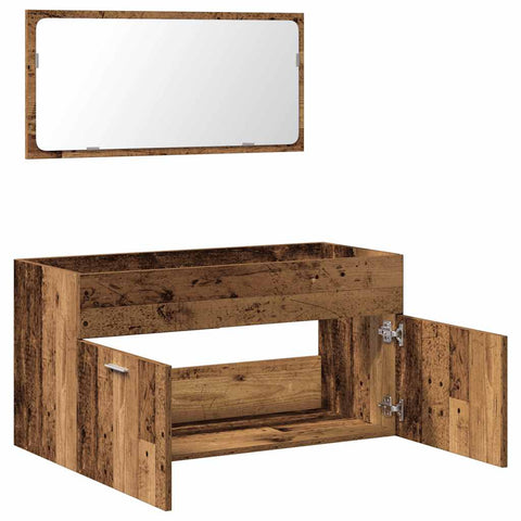 vidaXL Bathroom Cabinet with Mirror Old Wood Engineered Wood