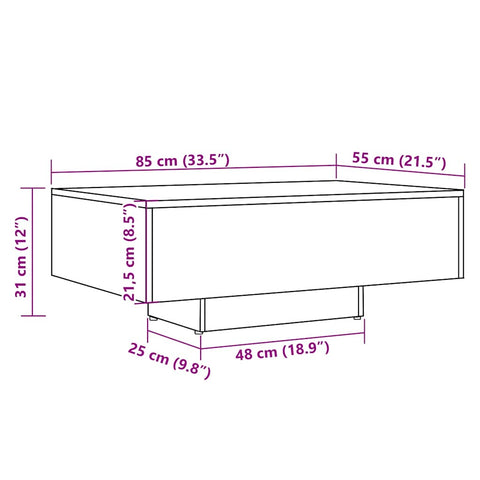 vidaXL Coffee Table Artisan Oak 85x55x31 cm Engineered Wood