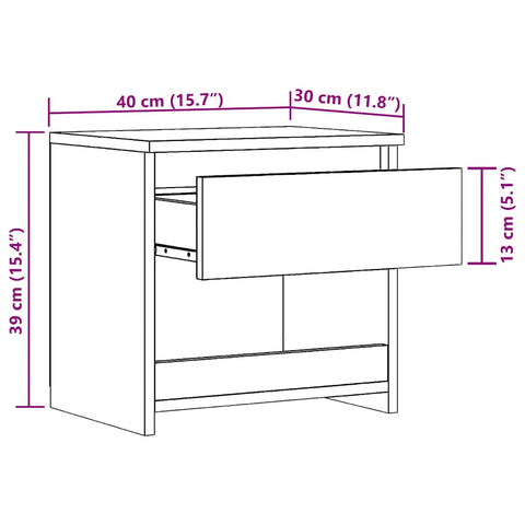 vidaXL Bedside Cabinet Artisan Oak 40x30x39 cm Engineered Wood
