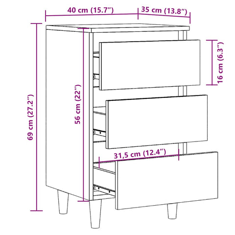 vidaXL Bedside Cabinet Artisan Oak 40x35x69 cm Engineered Wood
