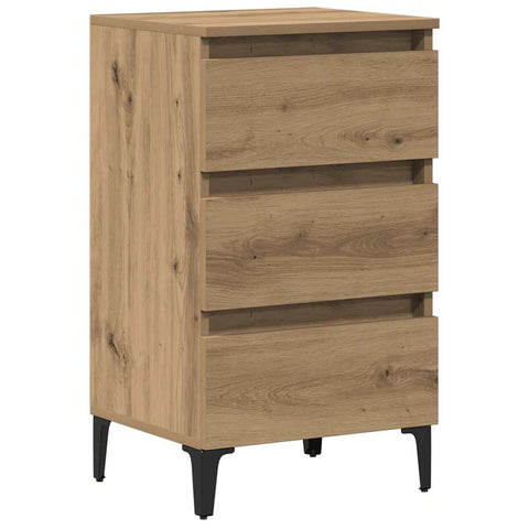 vidaXL Bed Cabinet with Metal Legs Artisan Oak 40x35x69 cm