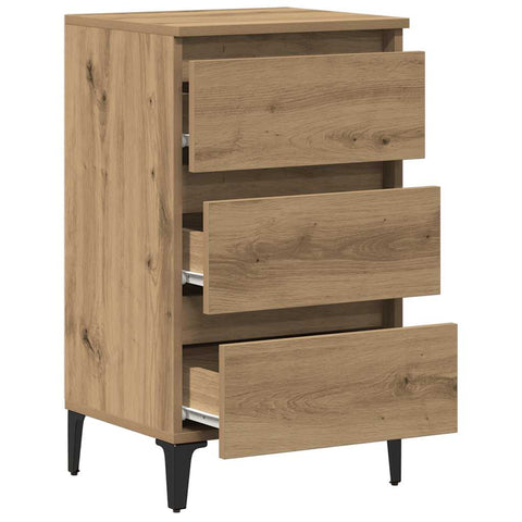 vidaXL Bed Cabinet with Metal Legs Artisan Oak 40x35x69 cm