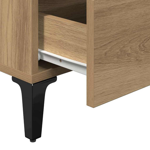 vidaXL Bed Cabinet with Metal Legs Artisan Oak 40x35x69 cm