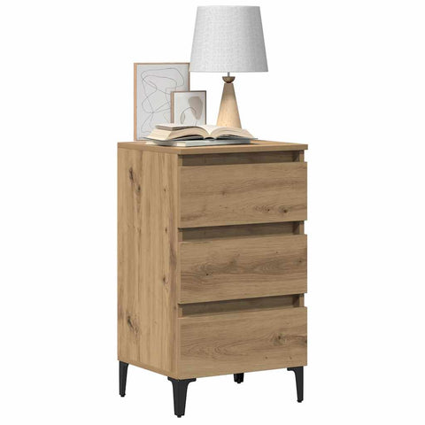 vidaXL Bed Cabinet with Metal Legs Artisan Oak 40x35x69 cm
