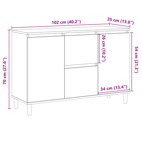 vidaXL Sideboard Old Wood 102x35x70 cm Engineered Wood