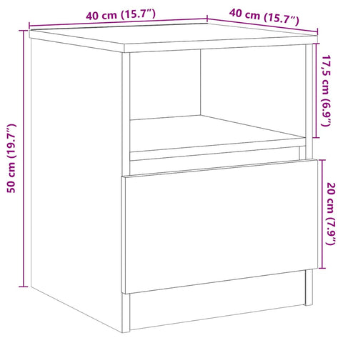 vidaXL Bedside Cabinet Old Wood 40x40x50 cm Engineered Wood