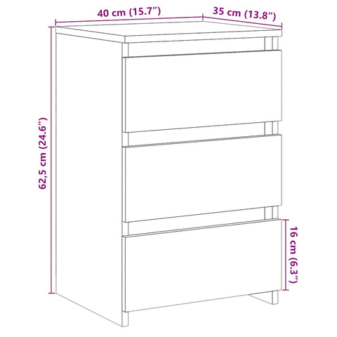 vidaXL Bedside Cabinet Artisan Oak 40x35x62.5 cm Engineered Wood