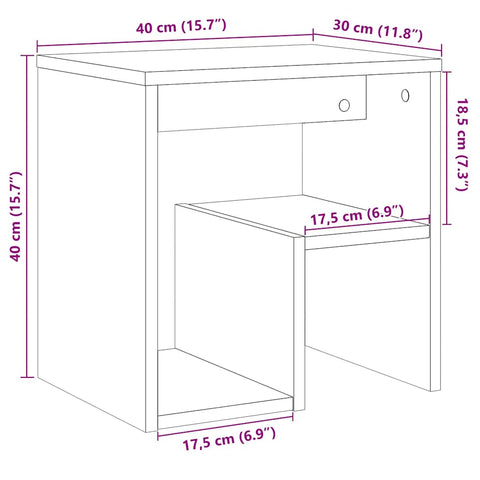 vidaXL Bedside Cabinet Old Wood 40x30x40 cm Engineered Wood