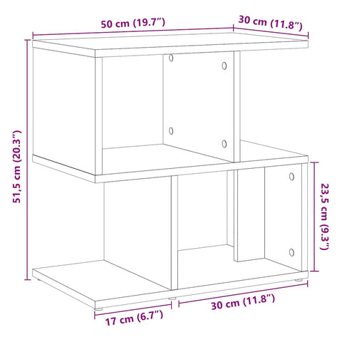 vidaXL Bedside Cabinet Artisan Oak 50x30x51.5 cm Engineered Wood