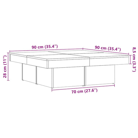 vidaXL Coffee Table Old Wood 90x90x28 cm Engineered Wood