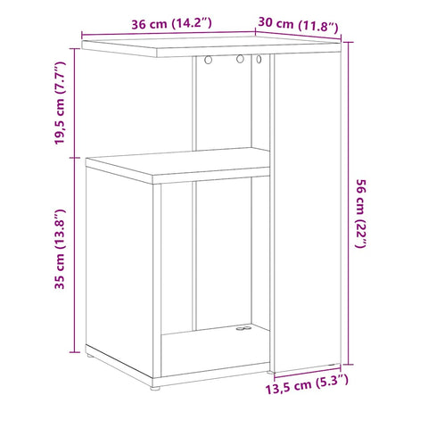 vidaXL Side Table Artisan Oak 36x30x56 cm Engineered Wood
