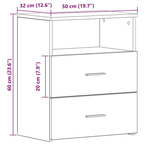vidaXL Bedside Cabinet Old Wood 50x32x60cm Engineered Wood