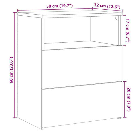 vidaXL Bedside Cabinet Artisan Oak 50x32x60cm Engineered Wood