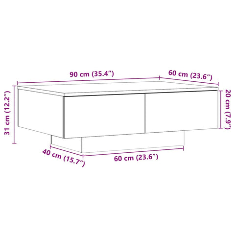 vidaXL Coffee Table Old Wood 90x60x31 cm Engineered Wood