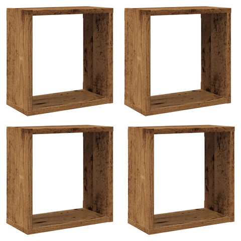 vidaXL Wall Cube Shelves 4 pcs Old Wood 30x15x30 cm Engineered Wood