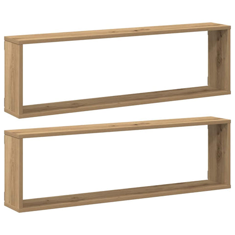 vidaXL Wall Cube Shelves 2 pcs Artisan Oak 100x15x30 cm Engineered Wood