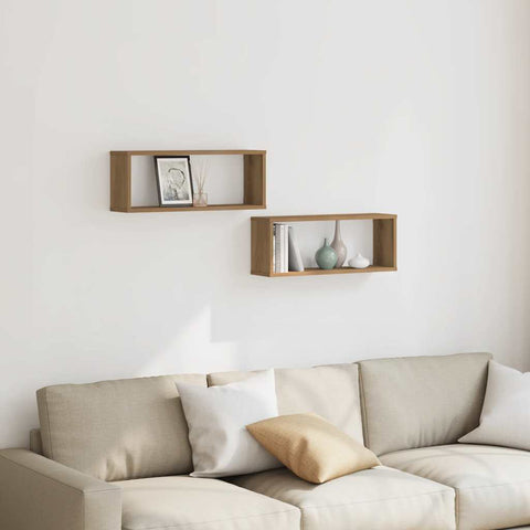 vidaXL Wall Cube Shelves 2 pcs Artisan Oak 60x15x23 cm Engineered Wood