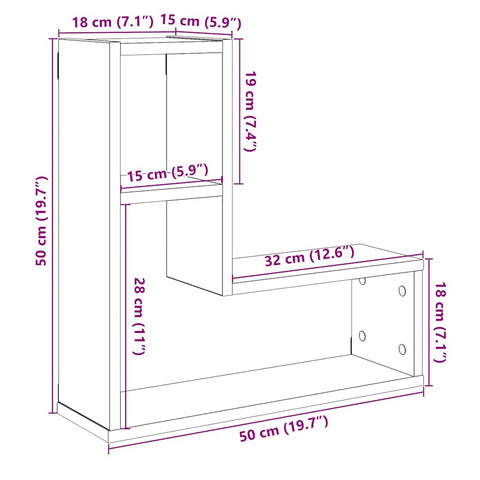 vidaXL Wall Cube Shelves 2 pcs Artisan Oak 50x15x50 cm Engineered Wood
