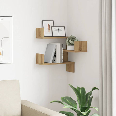 vidaXL Wall Corner Shelf Artisan Oak 40x40x49.5 cm Engineered Wood