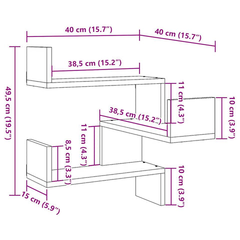 vidaXL Wall Corner Shelf Artisan Oak 40x40x49.5 cm Engineered Wood
