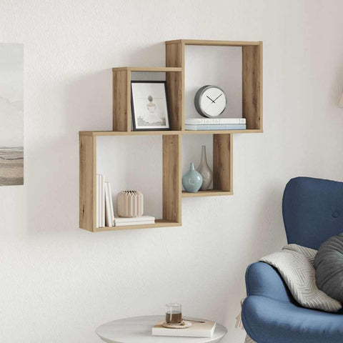 vidaXL Wall Shelf Artisan Oak 80x15x78.5 cm Engineered Wood