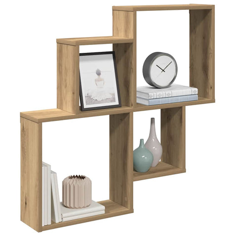 vidaXL Wall Shelf Artisan Oak 80x15x78.5 cm Engineered Wood
