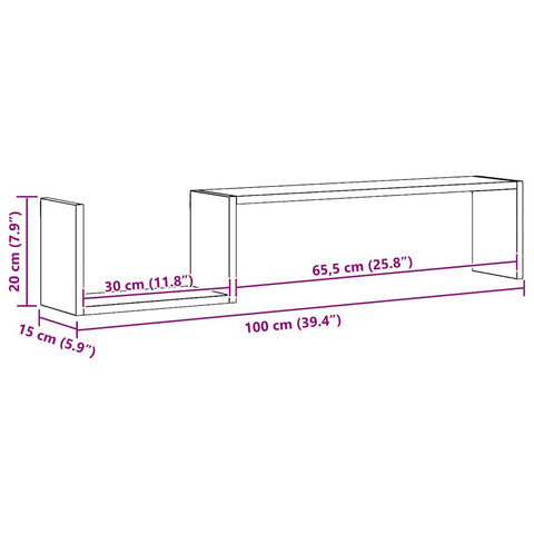 vidaXL Wall Shelves 2 pcs Artisan Oak 100x15x20 cm Engineered Wood