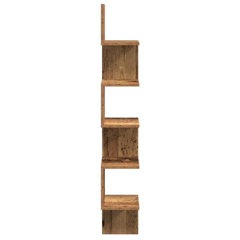 vidaXL Wall Corner Shelf Old Wood 20x20x127.5 cm Engineered Wood