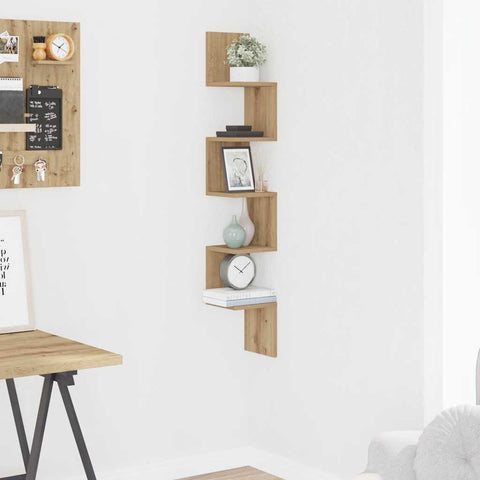 vidaXL Wall Corner Shelf Artisan Oak 20x20x127.5 cm Engineered Wood